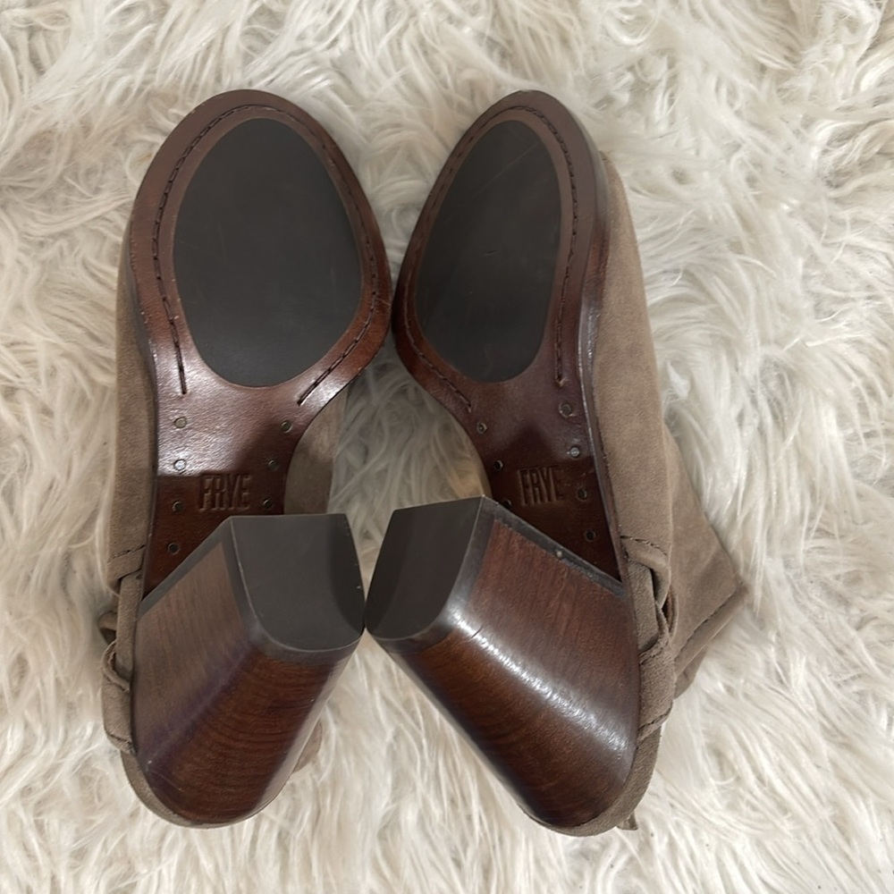 FRYE Dani Shield Sling Peep-Toe Ankle Boot Dark Taupe Booties Leather Size 6 NEW - Picture 11 of 16